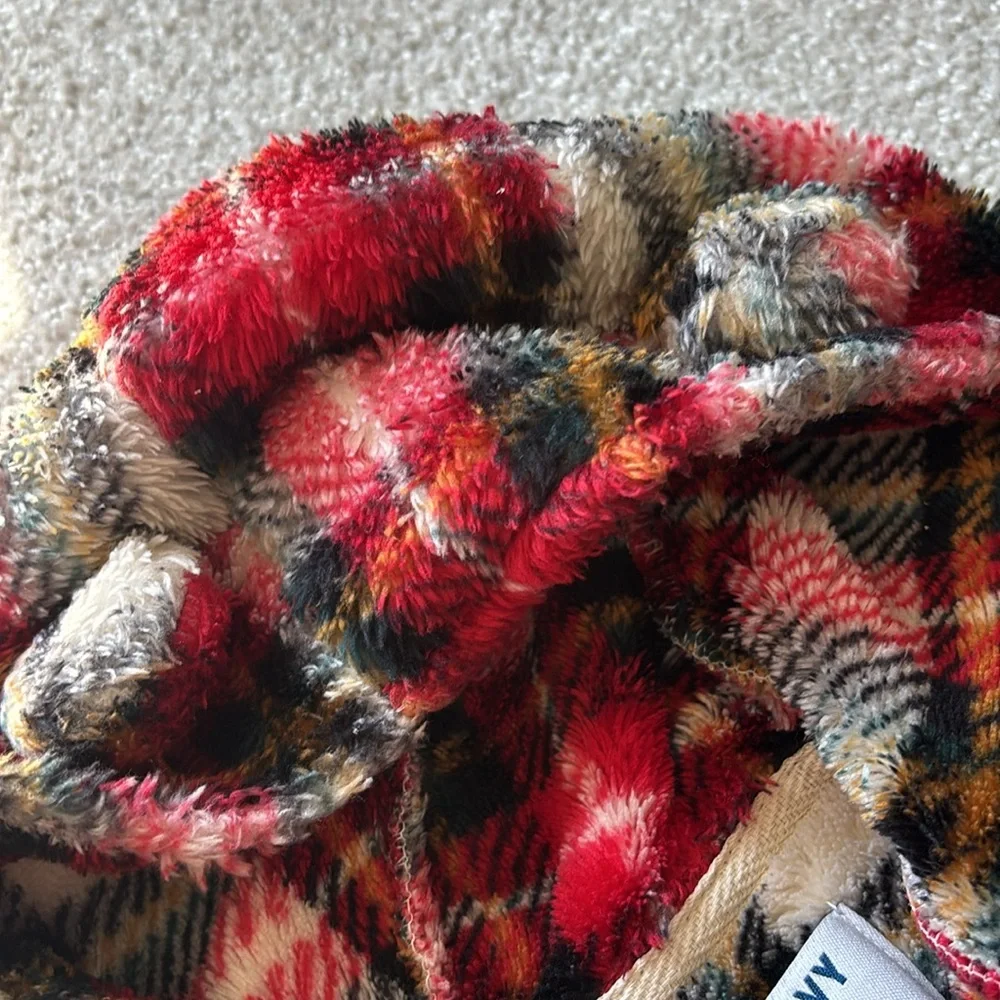 Old Navy Red Plaid Fuzzy Jacket